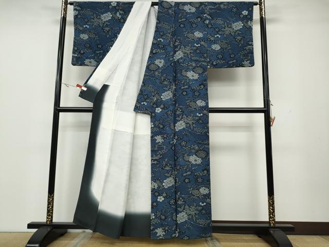 平和屋着物○上質な小紋 琉球紅型 風景草花文 正絹 逸品 CAAZ2745ut