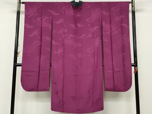 平和屋着物●振袖用長襦袢　無双仕立て　鏡裏花地紋　梅紫色　半衿刺繍　正絹　逸品　CAAZ2750ut 平和屋着物○振袖用長襦袢 無双仕立て 鏡裏花地紋 梅紫色 半