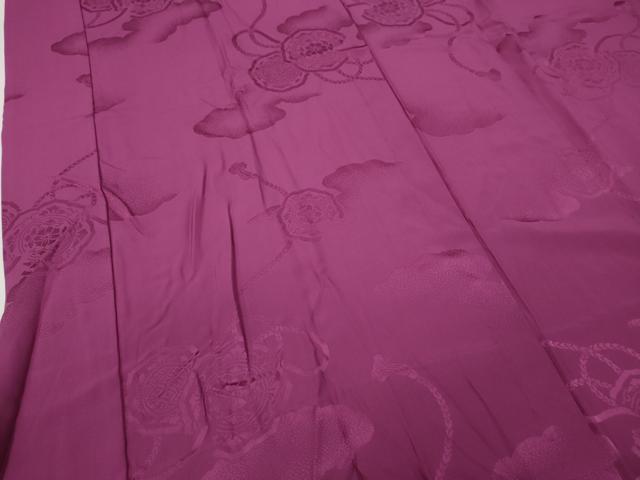 平和屋着物●振袖用長襦袢　無双仕立て　鏡裏花地紋　梅紫色　半衿刺繍　正絹　逸品　CAAZ2750ut 平和屋着物○振袖用長襦袢 無双仕立て 鏡裏花地紋 梅紫色 半