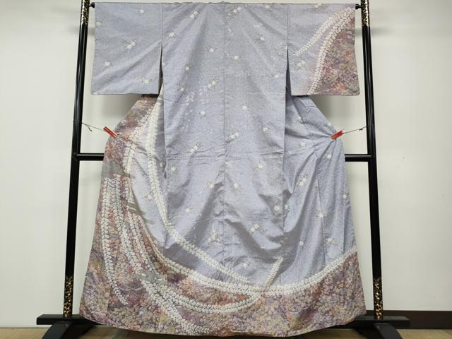 平和屋着物●訪問着　本場染大島紬　絞り　舞花文　正絹　逸品　CAAZ2757ut