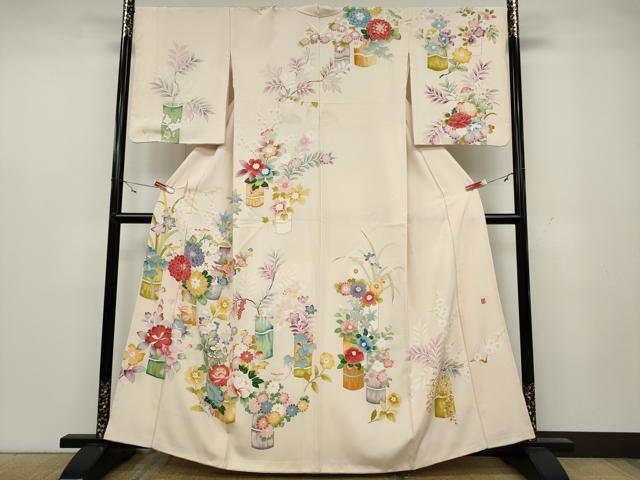 平和屋着物●訪問着　友禅　作家物　草花文　金彩　正絹　逸品　CAAZ2790ut