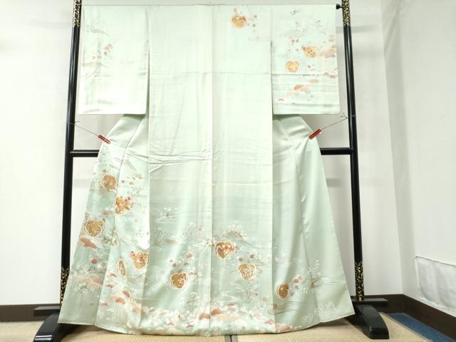 平和屋着物●創業460年・千總　訪問着　駒刺繍　浜松枝垂れ花文　金彩　大丸扱い　正絹　逸品　CAAZ2801yc