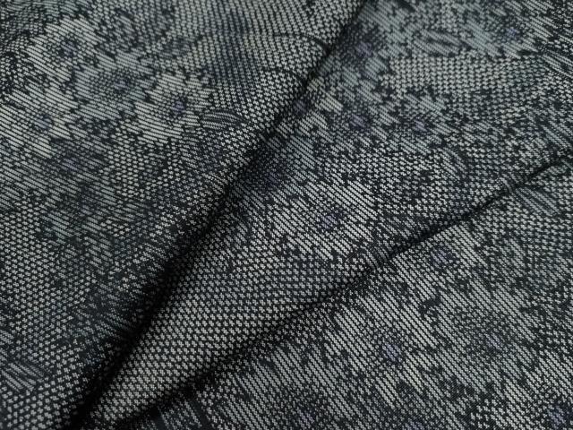 平和屋着物●上質な紬　流水草花文　正絹　逸品　CAAZ2807yc