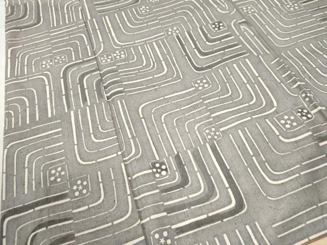 平和屋着物○上質な小紋 紬地 幾何学文様 正絹 逸品 CAAZ2816yc