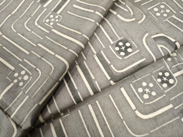 平和屋着物●上質な小紋　紬地　幾何学文様　正絹　逸品　CAAZ2816yc