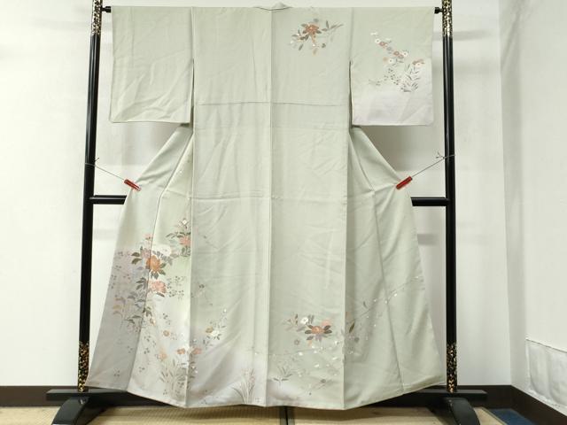 平和屋着物●訪問着　駒刺繍　枝花文　暈し染め　正絹　逸品　CAAZ2826yc