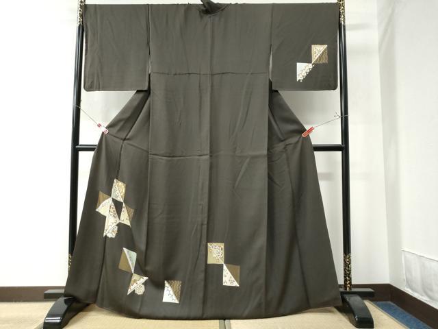 平和屋着物●訪問着　駒刺繍　色紙吉祥花唐草文　金彩　正絹　逸品　CAAZ2836yc