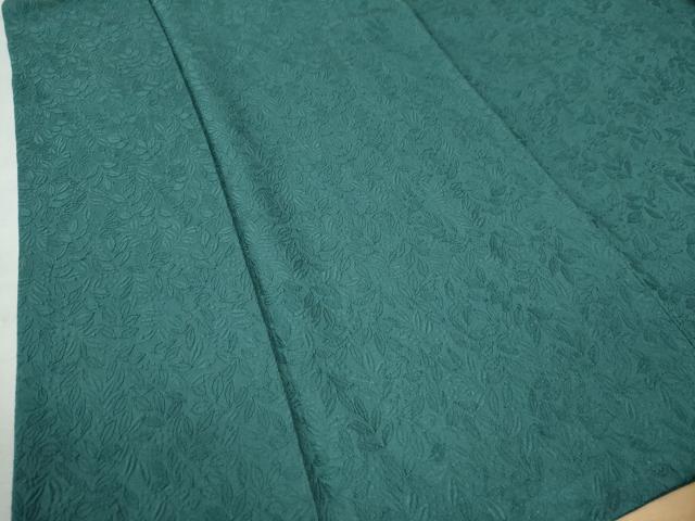 平和屋着物○上質な色無地 南天地紋 木賊色 ロング丈 正絹