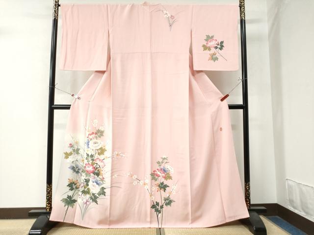 平和屋着物●本加賀友禅作家　金丸充夫　訪問着　枝牡丹　暈し染め　正絹　逸品　CAAZ2849yc