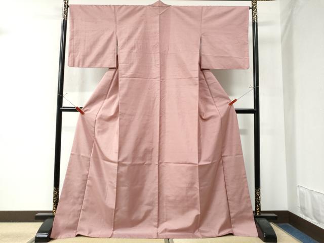 平和屋着物●石川県指定無形文化財　牛首紬　白山工房　手織り　色無地　友禅　作家物　石竹色　ロング丈　正絹　逸品　CAAZ2853yc 平和屋着物○石川県指定無形文化財 牛首紬 白山工房 手織り 色