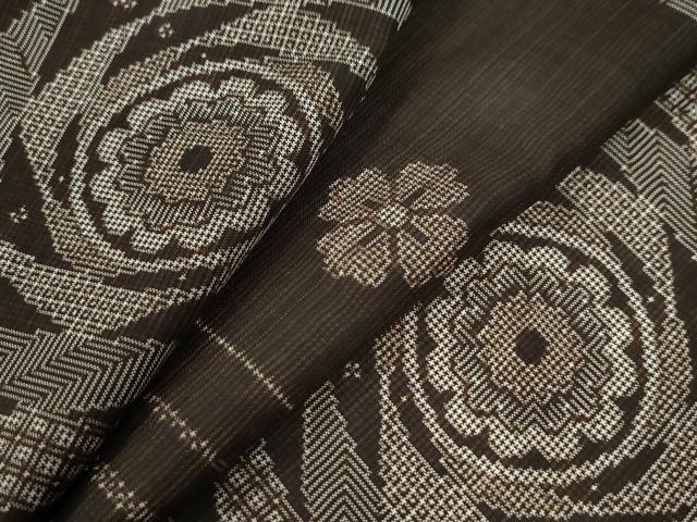 平和屋着物●本場大島紬　割り込み絣　吉祥花丸文　正絹　逸品　CAAZ2871yc