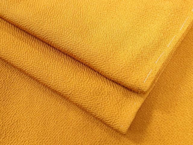 平和屋着物●上質な色無地　蜜柑色　鬼しぼ縮緬　正絹　逸品　未使用　CAAZ2883yc
