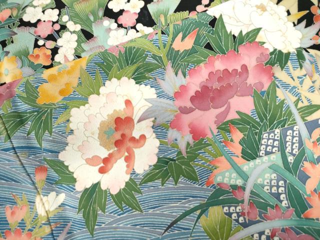 平和屋着物○本加賀友禅作家 池田裕 黒留袖 立波牡丹籬花