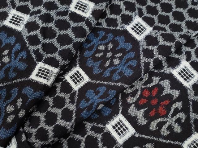 平和屋着物●久留米絣　単衣　天井花唐草文　綿　逸品　CAAZ2963yc