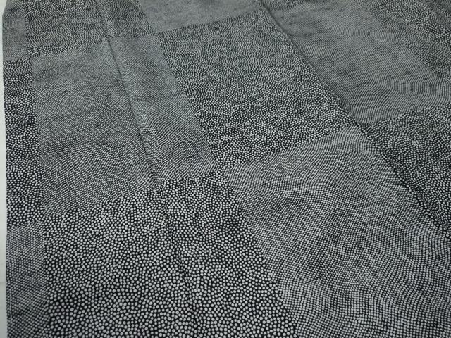 平和屋着物○上質な小紋 霰文 黒地 御召縮緬 さが美扱い 正絹 逸品 未