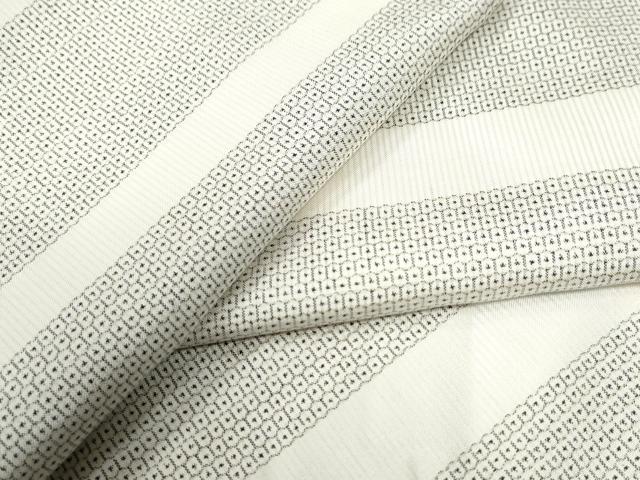 平和屋着物●本場大島紬　白大島　100亀甲　横縞　正絹　逸品　CAAZ3031yc