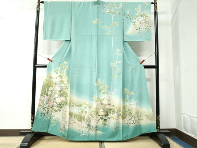 平和屋着物●十日町友禅作家　岡村蒼風　訪問着　草花文　暈し染め　正絹　逸品　未使用　CAAZ3054yc