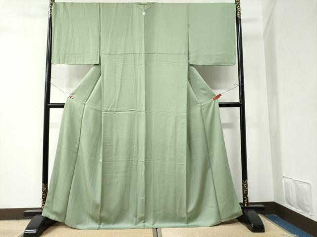 平和屋着物●上質な色無地　山葵色　正絹　逸品　CAAZ3068yc 平和屋着物○上質な色無地 山葵色 正絹 逸品 CAAZ3068yc