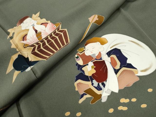 平和屋着物○訪問着 恵比寿 七福神 金彩 正絹 逸品 CAAZ3095yc