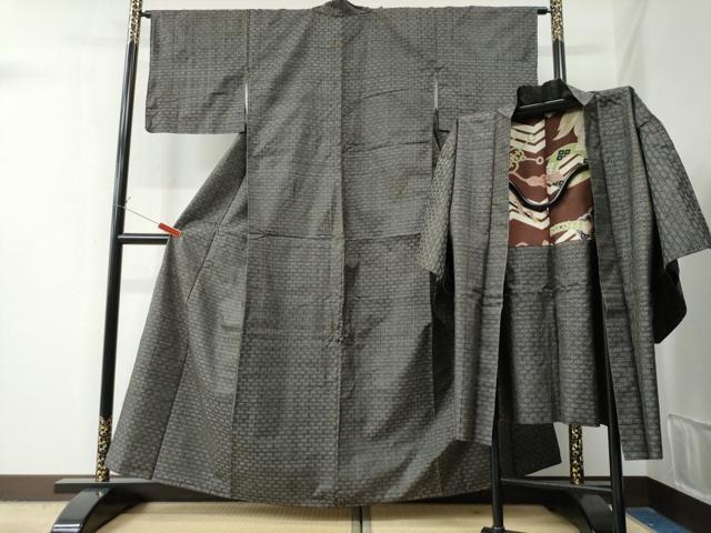 平和屋着物●本場大島紬　龍郷絣　秋名バラ　アンサンブル　正絹　逸品　CAAZ3101yc