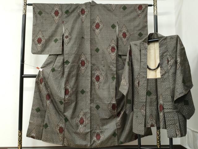 平和屋着物●本場大島紬　龍郷絣　アンサンブル　正絹　逸品　CAAZ3102yc