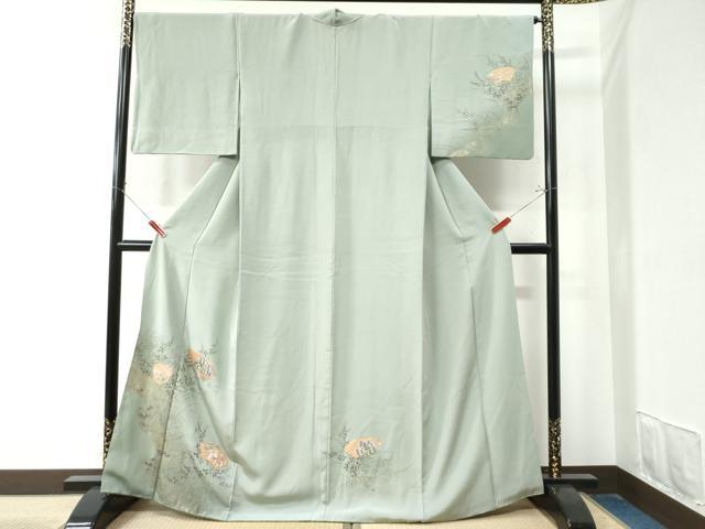 平和屋着物●訪問着　駒刺繍　地紙草花文　暈し染め　金彩　やまと誂製　正絹　逸品　CAAZ3123yc