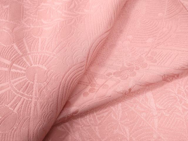 平和屋着物●上質な色無地　雲取り渡り橋水車梅地紋　桃色　正絹　逸品　CAAZ3134yc