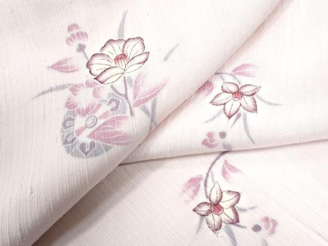 平和屋着物●上質な小紋　紬地　源氏車草花文　正絹　逸品　CAAZ3174yc