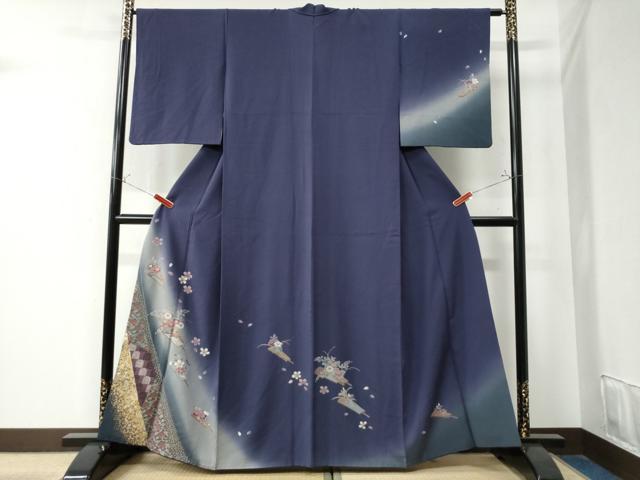 平和屋着物●訪問着　扇吉祥草花文　暈し染め　金銀彩　やまと誂製　正絹　逸品　CAAZ3181yc