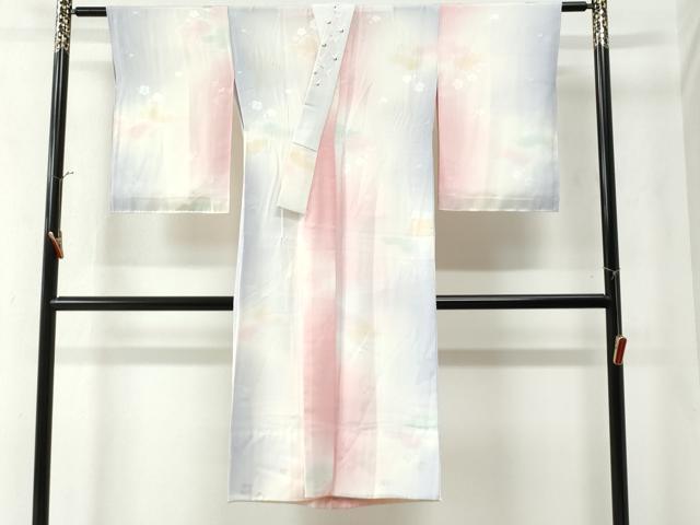 平和屋着物●長襦袢　無双仕立て　雲取り梅地紋　暈し染め　半衿刺繍　正絹　逸品　CAAZ3200yc