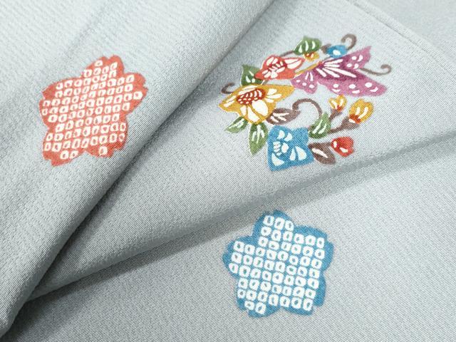 平和屋着物●上質な小紋　型染め　花蝶文　さが美扱い　正絹　逸品　CAAZ3246yc