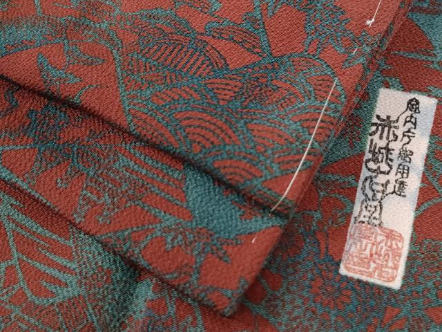 平和屋着物●宮内庁御用達　赤城右堂　小紋　型染め　風景花文　鬼しぼ縮緬　正絹　逸品　未使用　CAAZ3249yc