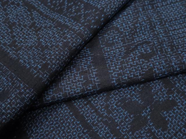 平和屋着物●結城紬　80亀甲　花唐草間道　正絹　逸品　未使用　CAAZ3256yc
