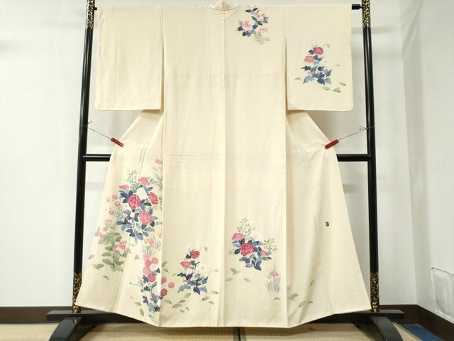 平和屋着物●訪問着　友禅　作家物　牡丹花文　正絹　逸品　CAAZ3307yc