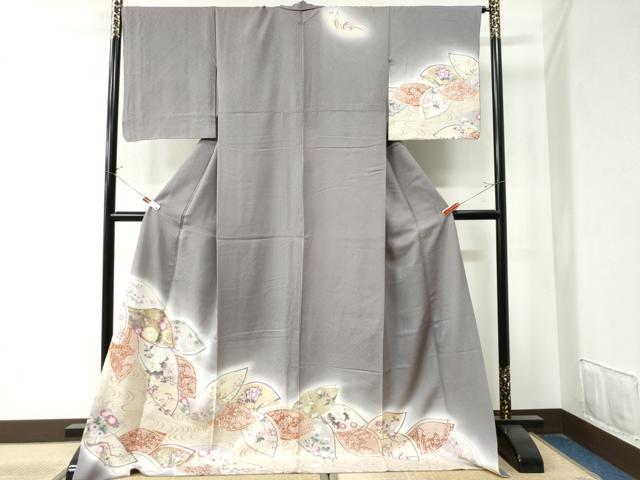 平和屋着物●訪問着　流水草花文　暈し染め　金彩　ロング丈　正絹　逸品　CAAZ3318yc