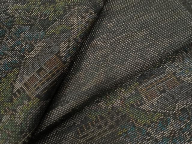 平和屋着物●都喜ヱ門　本場大島紬　9マルキ　霞樹林風景文　藤絹織物謹製　正絹　逸品　CAAZ3321yc