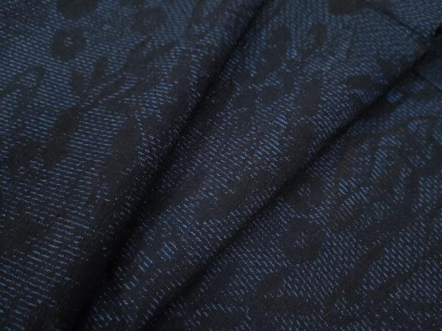 平和屋着物●結城紬　雲取り草花文　正絹　逸品　CAAZ3330yc