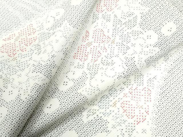 平和屋着物●本場大島紬　白大島　120亀甲　草花文　正絹　逸品　CAAZ3360yc