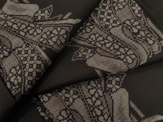 平和屋着物●本場大島紬　9マルキ　地空き　几帳吉祥花文　正絹　逸品　CAAZ3437yc