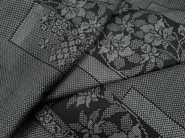 平和屋着物●本場大島紬　7マルキ　短冊重ね草花文　正絹　逸品　CAAZ3445yc