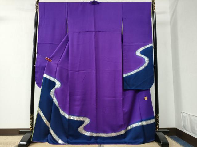 平和屋着物●金彩友禅作家　金彩の魔術師　堀省平　金煌織　振袖　箔散らし　金銀彩　正絹　逸品　CAAZ3446yc