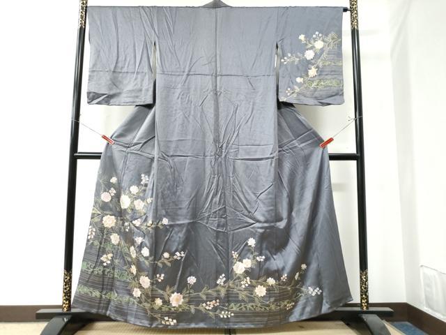 平和屋着物●訪問着　更紗草花文　金彩　正絹　逸品　CAAZ3500yc