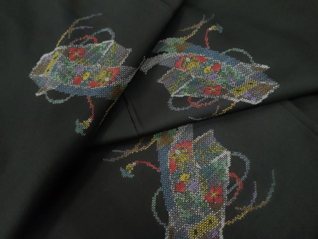 平和屋着物●本場大島紬　9マルキ　地空き　文箱短冊文　正絹　逸品　CAAZ3504yc