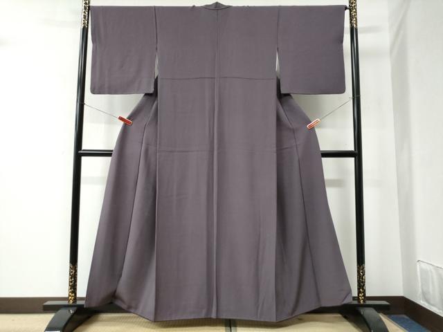 平和屋着物●江戸小紋　万筋　葡萄鼠色×深紫色　正絹　逸品　CAAZ3522yc 平和屋着物○江戸小紋 万筋 葡萄鼠色×深紫色 正絹 逸品