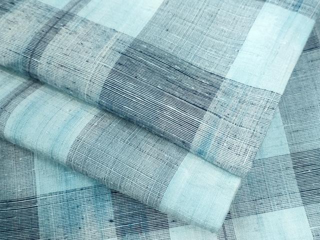 平和屋着物●上質な紬　格子柄　正絹　逸品　未使用　CAAZ3525yc