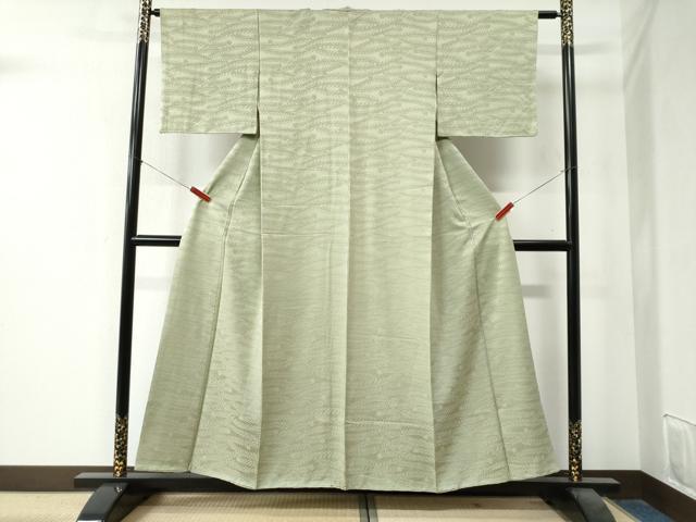 平和屋着物●上質な色無地　草花地紋　枯草色　正絹　逸品　CAAZ3538yc 平和屋着物○上質な色無地 草花地紋 枯草色 正絹 逸品 CAAZ3538yc