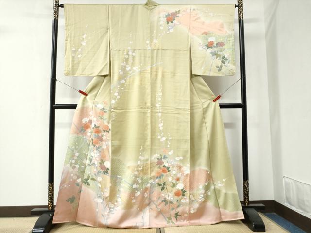 平和屋着物●訪問着　籬吉祥草花文　暈し染め　金彩　正絹　逸品　CAAZ3551yc