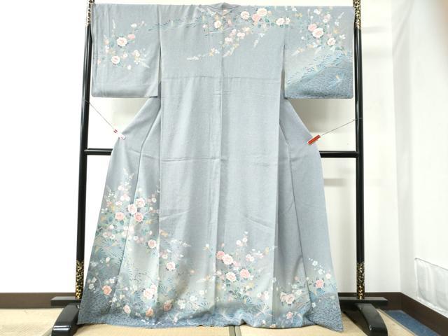 平和屋着物●訪問着　枝松葉花文　暈し染め　金彩　正絹　逸品　CAAZ3554yc