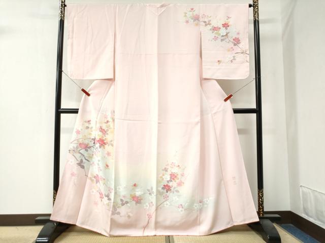 平和屋着物●京加賀友禅　百貫達雄　訪問着　枝花文　暈し染め　正絹　逸品　CAAZ3555yc