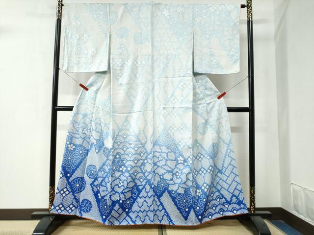 平和屋着物●訪問着　総絞り　青海波吉祥舞花文　暈し染め　正絹　逸品　未使用　CAAZ3569yc